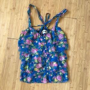 Abercrombie and Fitch Ruffle Rose Tank Top